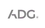Logo entreprise ADG, Lettres épaisses grises en capitale.