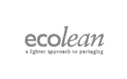 Logo entreprise Ecolean, Lettres grises, eco et lean sont deux typos différentes, petit texte en base line.